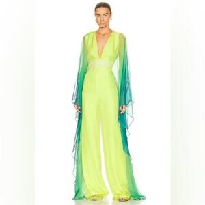 Dundas Monica Kaftan Jumpsuit in Yellow Blue Ombré